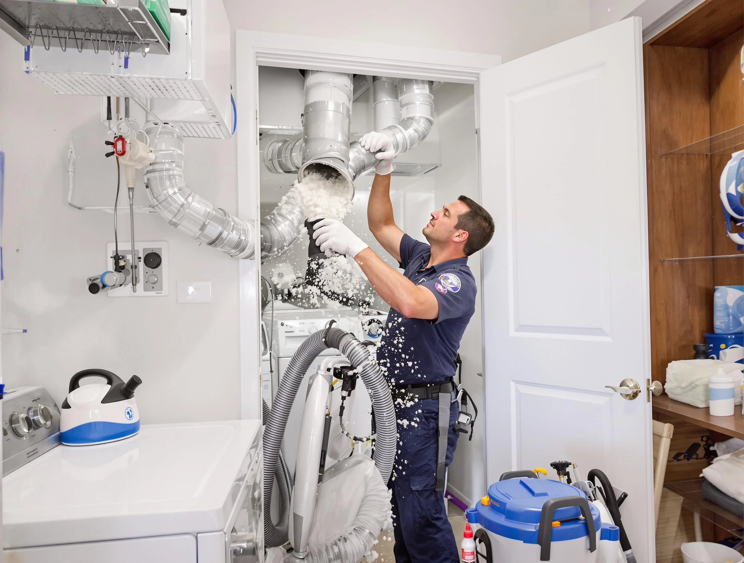 Fitchburg Dryer Vent Cleaning technician delivering thorough residential dryer vent cleaning service in Fitchburg